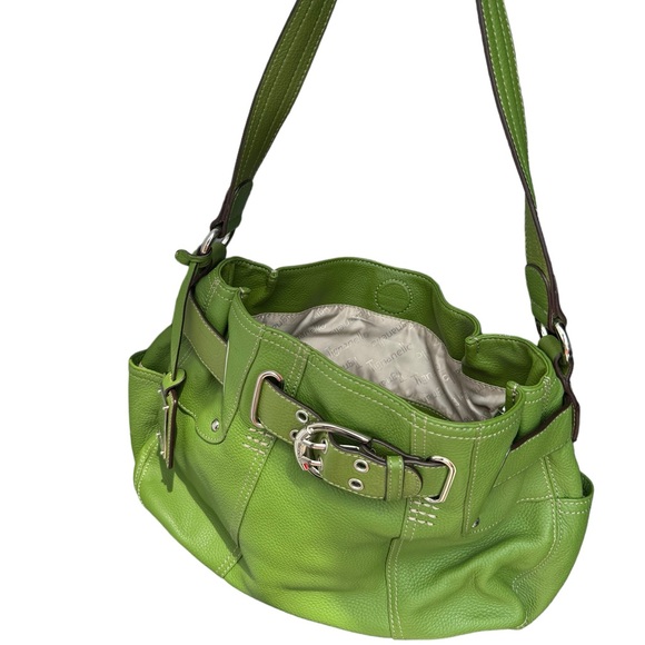 Tignanello lime green pebbled leather shoulder bag purse - Picture 7 of 7